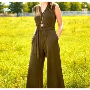Matilda Jane Olive Green Finest Hour Sleeveless Jumpsuit Size XS